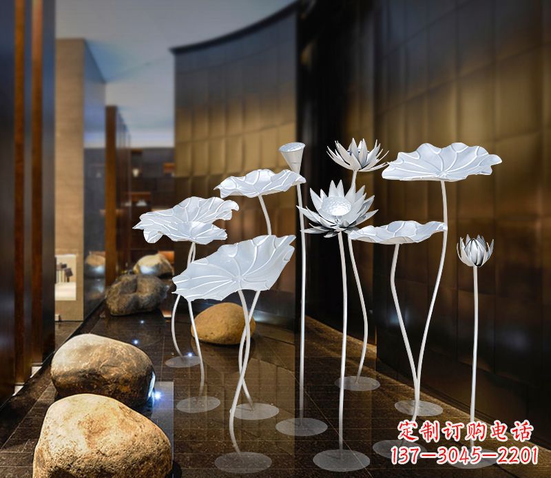 保定不锈钢银色荷花雕塑