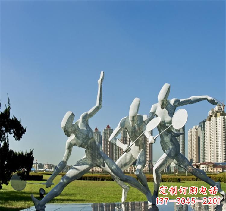 保定不锈钢园林打羽毛球雕塑