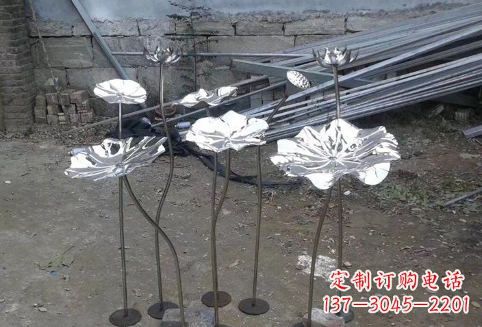 保定不锈钢园林荷花荷叶雕塑