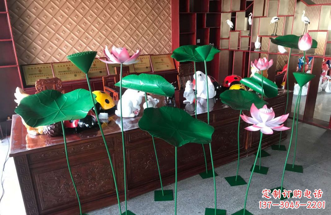 保定不锈钢园林荷花荷叶景观雕塑