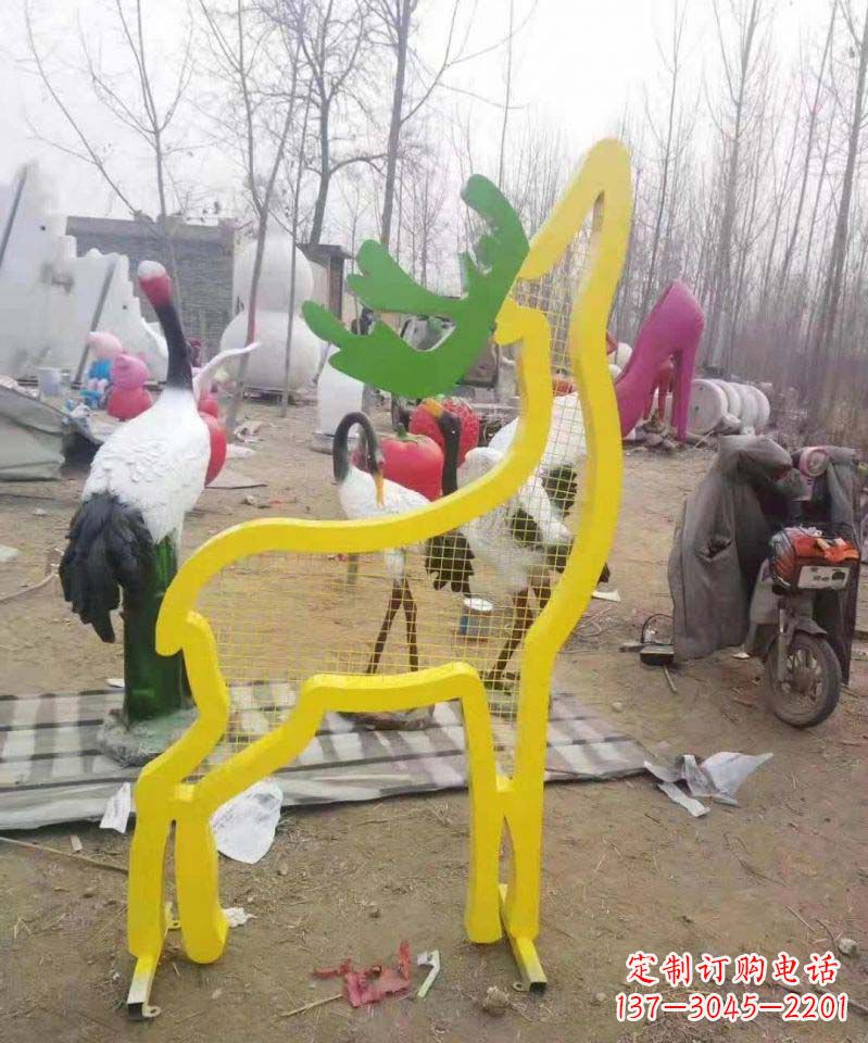 保定不锈钢园林造型景观小鹿雕塑
