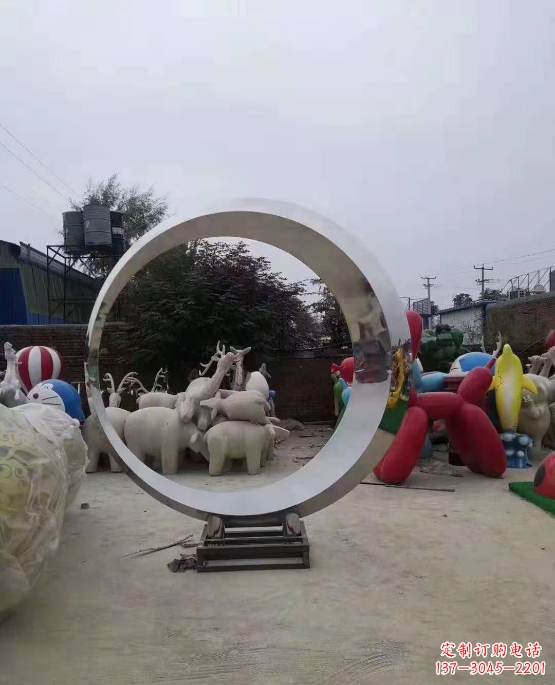 保定不锈钢圆环雕塑广场景观雕塑户外摆件