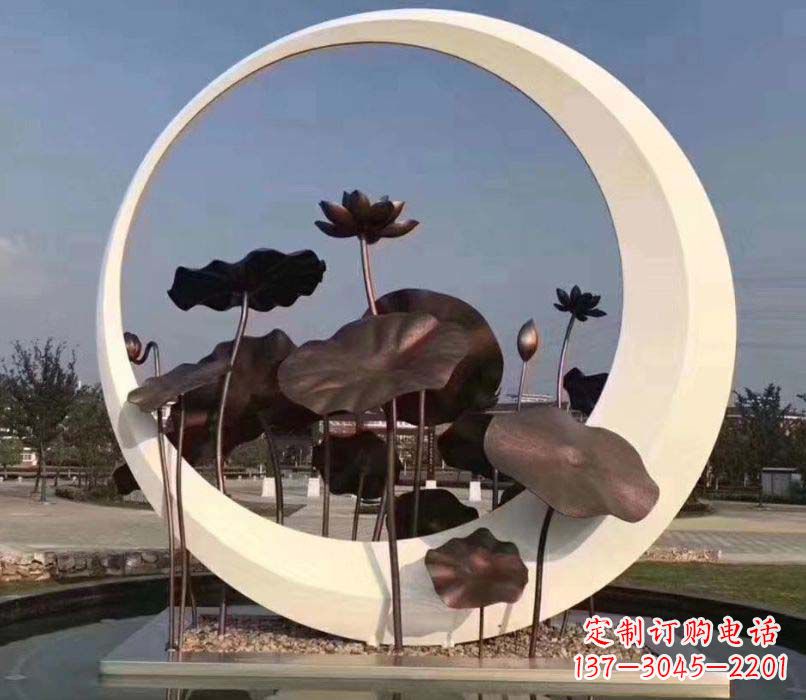 保定不锈钢圆环荷花景观雕塑