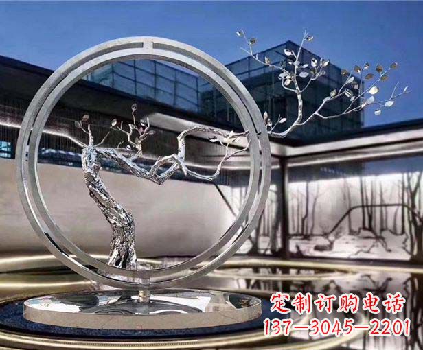 保定不锈钢圆环景观雕塑1