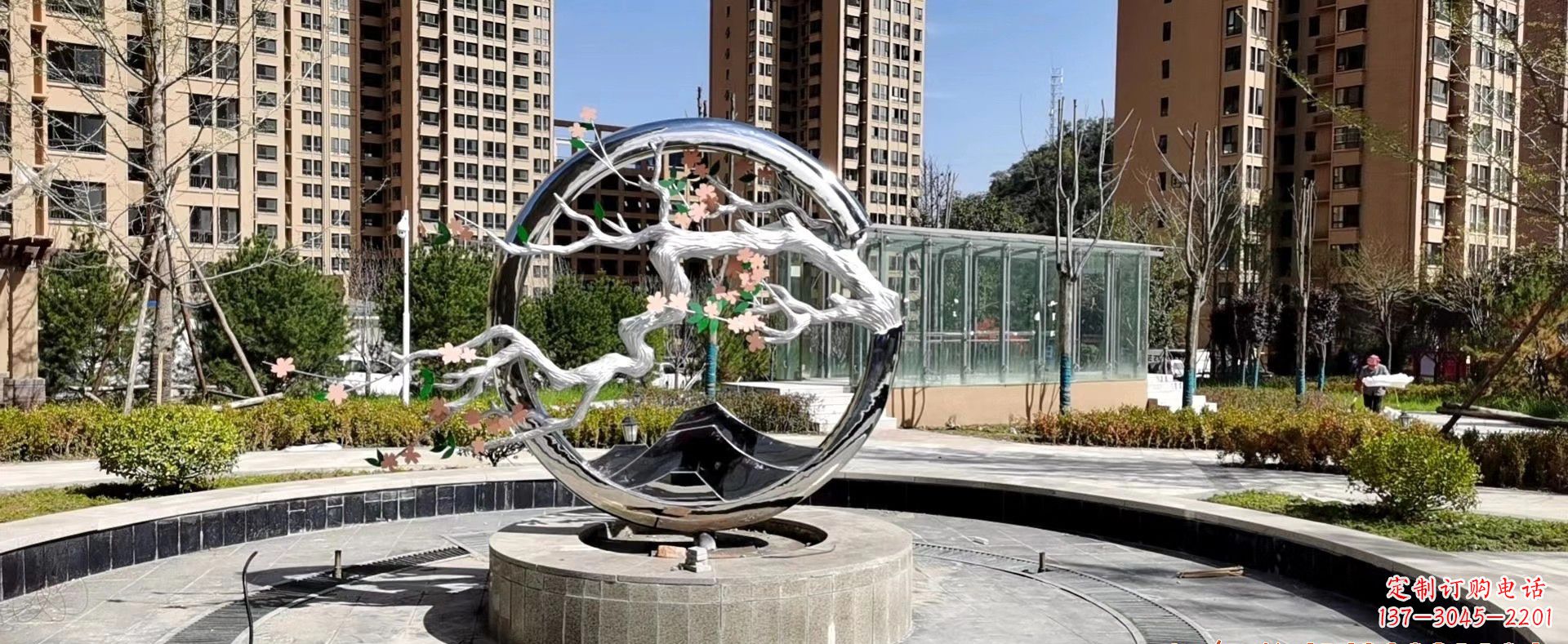 保定不锈钢圆环景观雕塑222