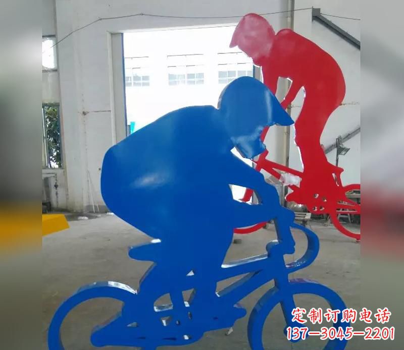保定不锈钢运动骑自行车雕塑