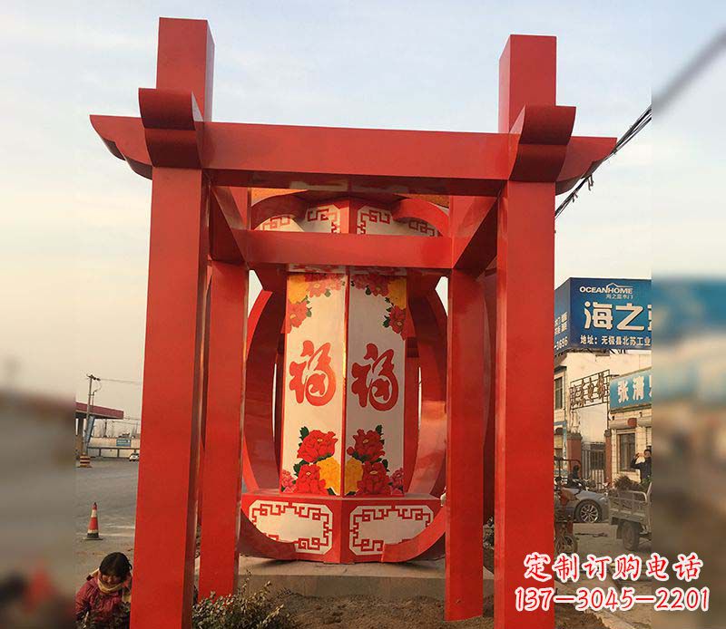 保定不锈钢中国梦灯笼雕塑