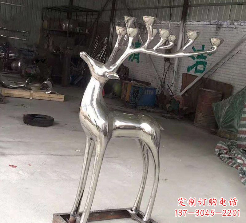 保定精美梅花鹿雕塑——点亮不锈钢烛台