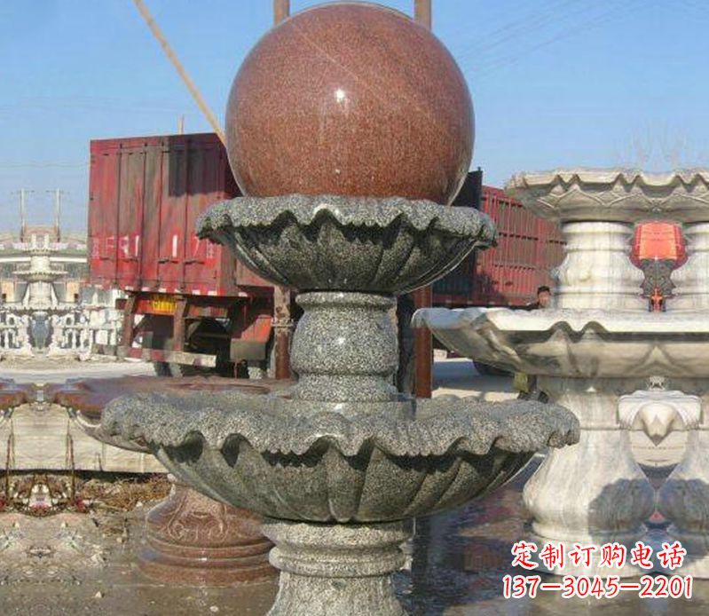 保定财源滚滚石雕风水球喷泉雕塑 (5)
