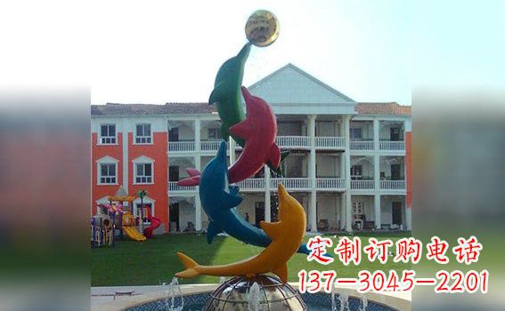 保定彩色不锈钢海豚海洋动物景观标识
