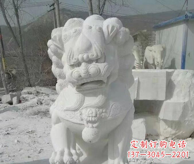保定狮子雕塑踩绣球石狮子寺庙的独特景观