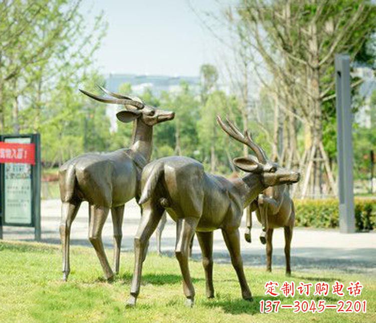 保定藏羚羊公园羚羊铜雕