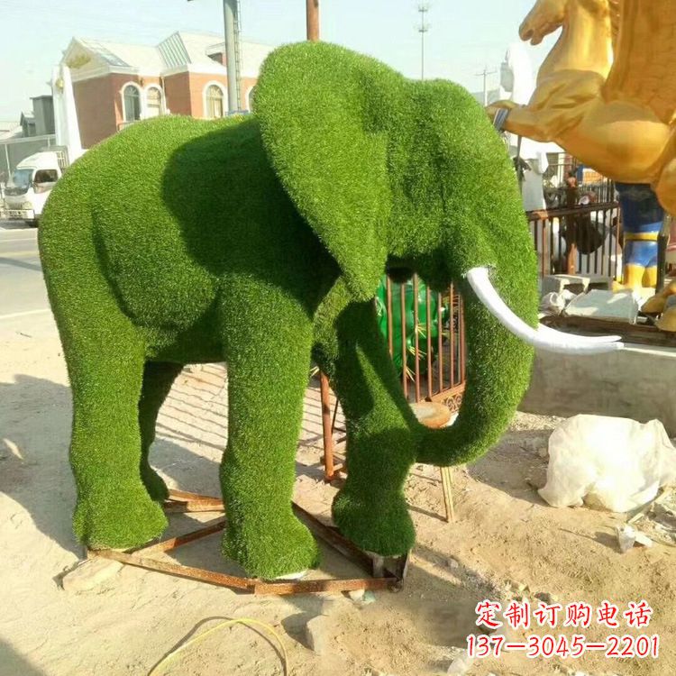 保定草皮大象玻璃钢雕塑