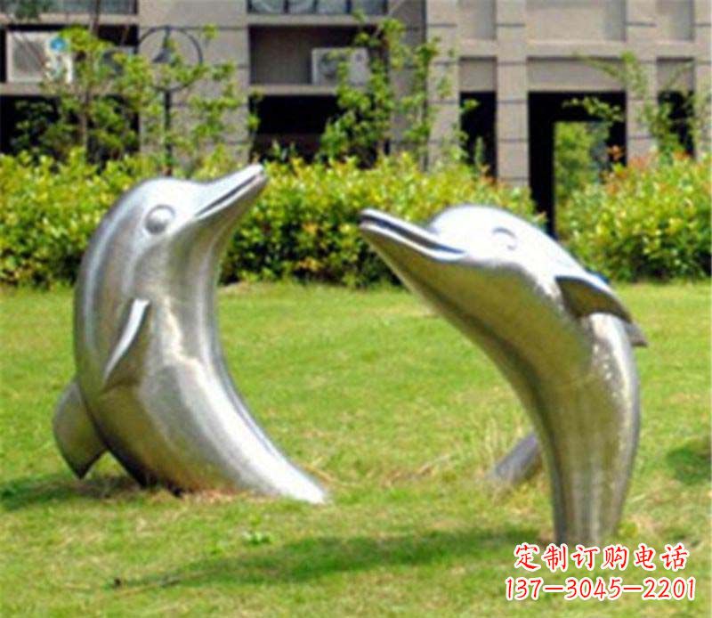 保定草坪镜面海豚不锈钢雕塑