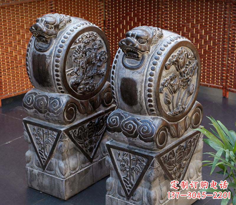 保定茶楼景观仿古石门墩