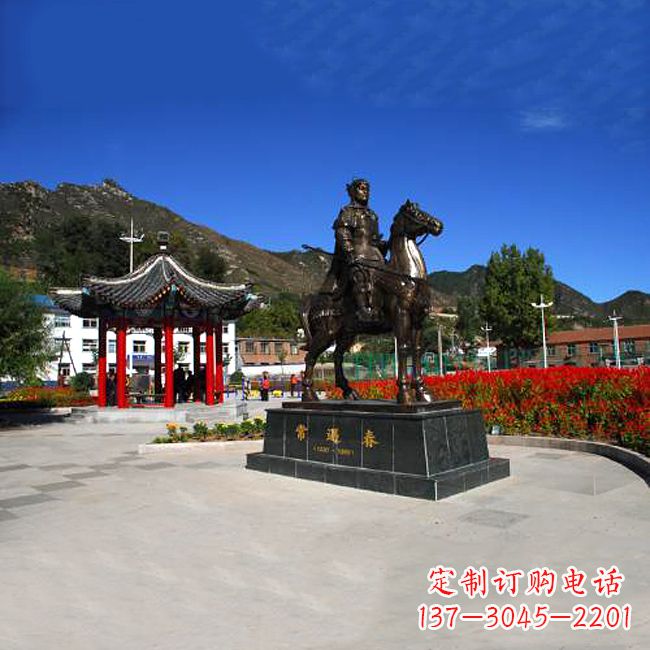 保定常遇春骑马铜雕塑像-景区广场历史名人古代著名将领将军雕像