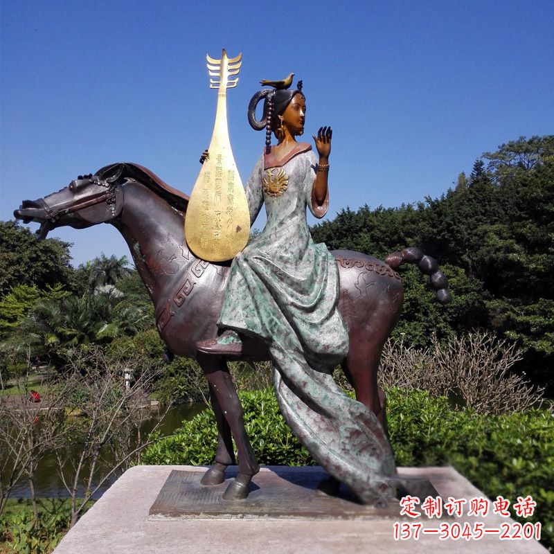 保定沉鱼落雁典故美女人物王昭君出塞铜雕像
