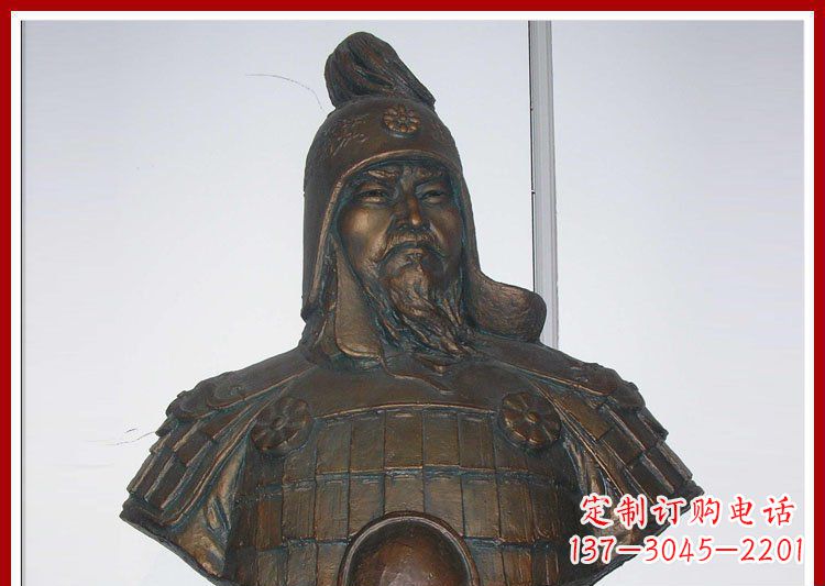 保定成吉思汗军事家玻璃钢仿铜胸像雕塑