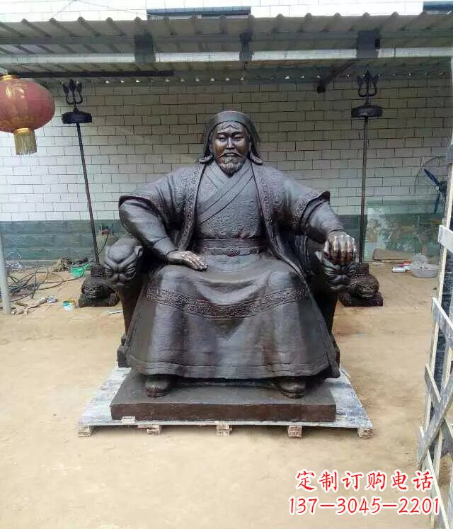 保定成吉思汗铜雕古代伟人