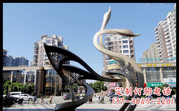 保定城市不锈钢抽象天鹅雕塑