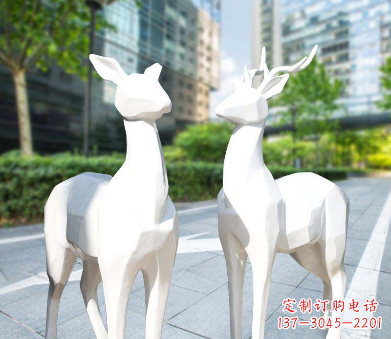 保定景观雕塑鹿形不锈钢块面