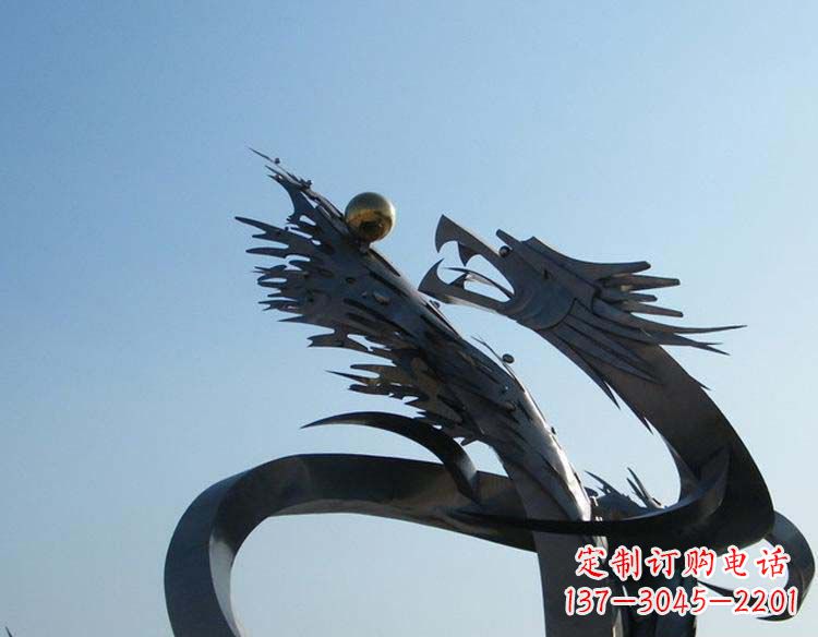保定城市不锈钢龙戏珠雕塑