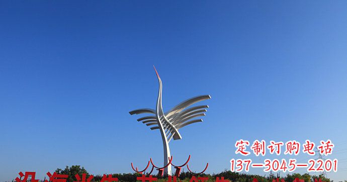 保定城市抽象不锈钢仙鹤雕塑