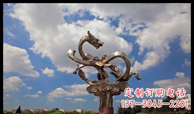 保定城市抽象双龙雕塑