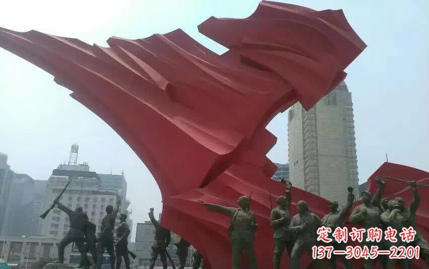 保定城市大型不锈钢红军人物雕塑