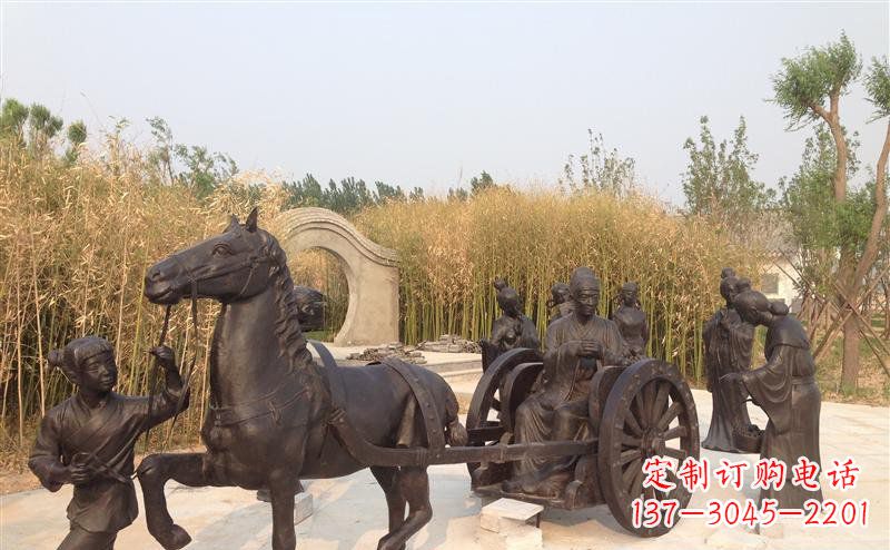 保定城市公园坐马车景观铜雕