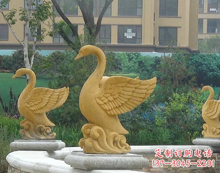 保定池塘水景喷泉天鹅雕塑-公园园林景区装饰动物雕塑