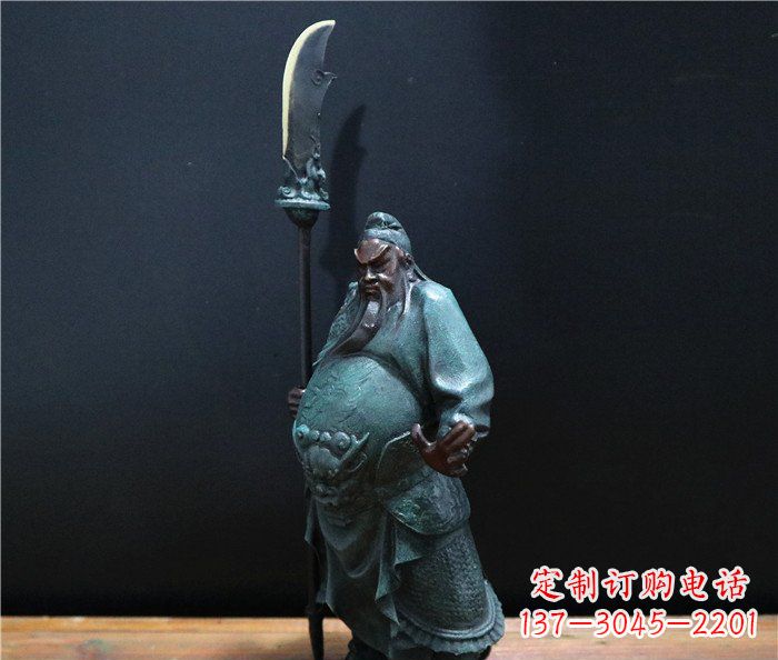 保定玻璃钢仿铜关公雕塑