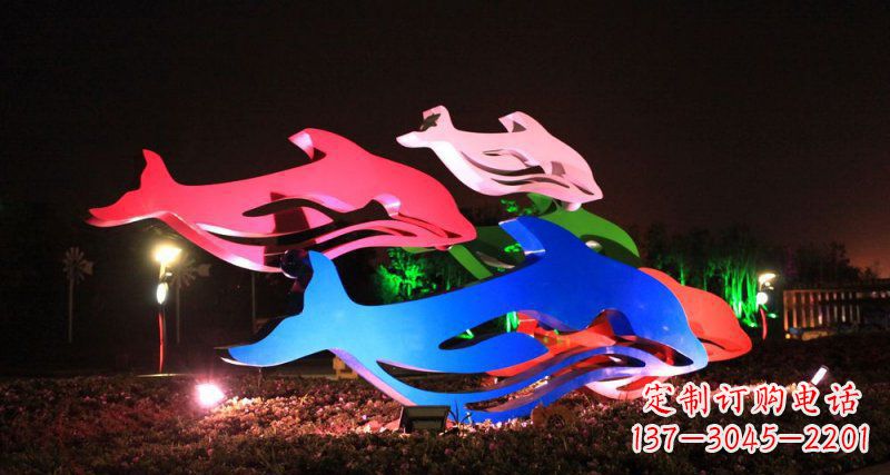 保定抽象海豚公园不锈钢雕塑