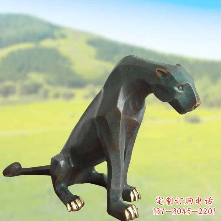 保定精美铜质豹雕塑精致雕刻,精美外形