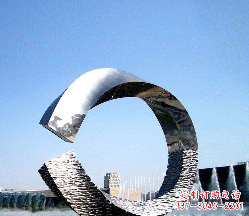 保定抽象镜面圆环不锈钢雕塑