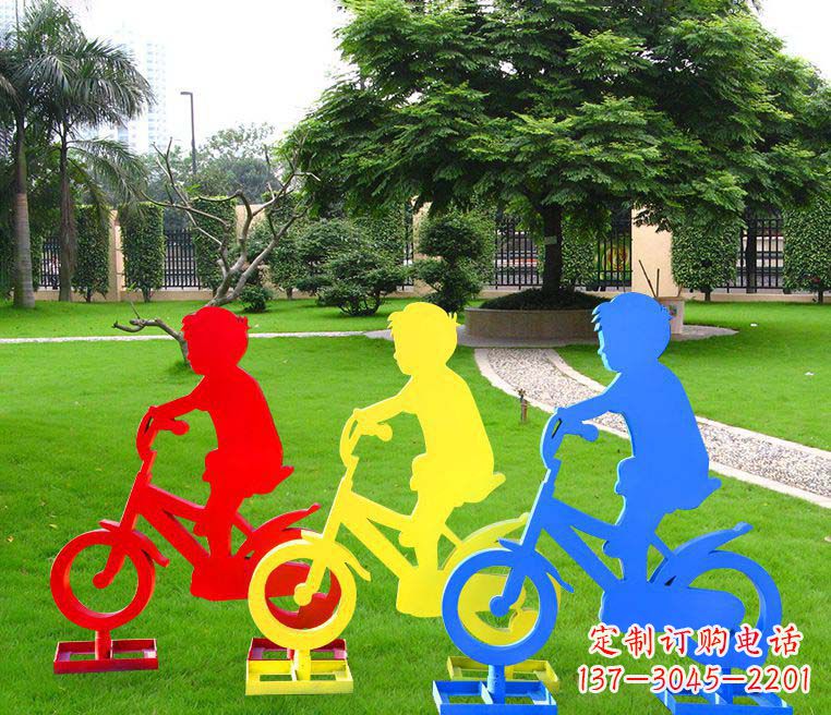 保定抽象男孩骑单车雕塑