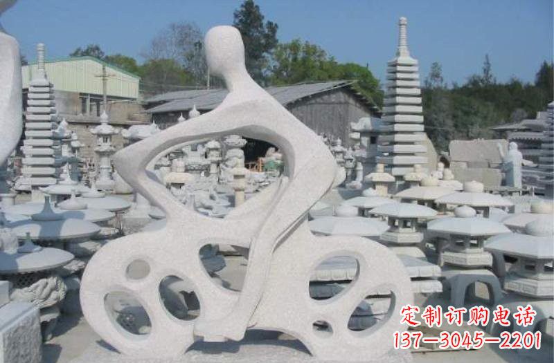 保定抽象骑摩托车人物石雕