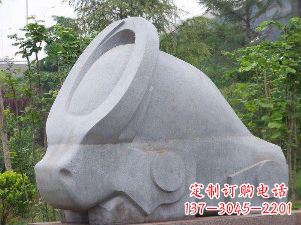 保定抽象石雕牛-抽象生肖牛动物景观雕塑
