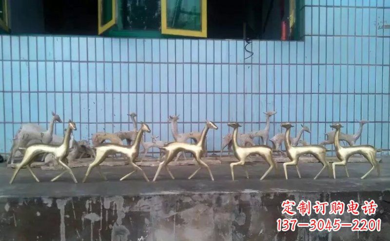保定抽象小鹿公园动物铜雕