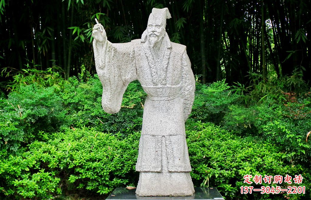 保定抽象写意白居易石雕塑像-中国古代著名诗人雕像