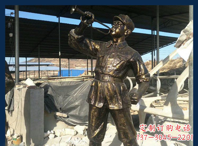 保定冲锋号雕塑永远记住八路军