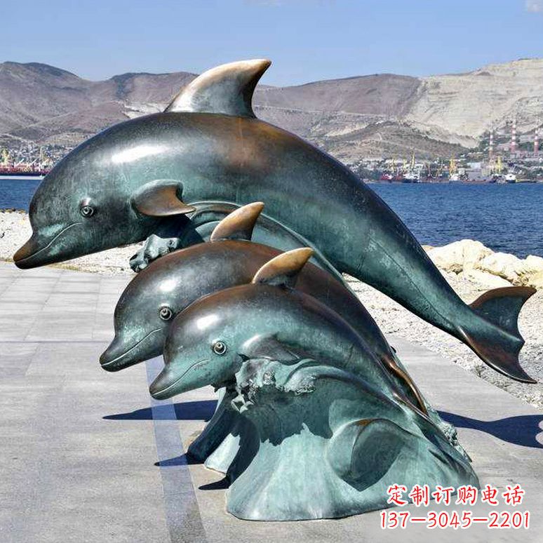 保定纯铜海豚动物雕塑