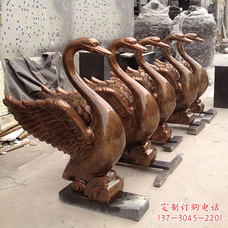 保定纯铜喷水天鹅雕塑