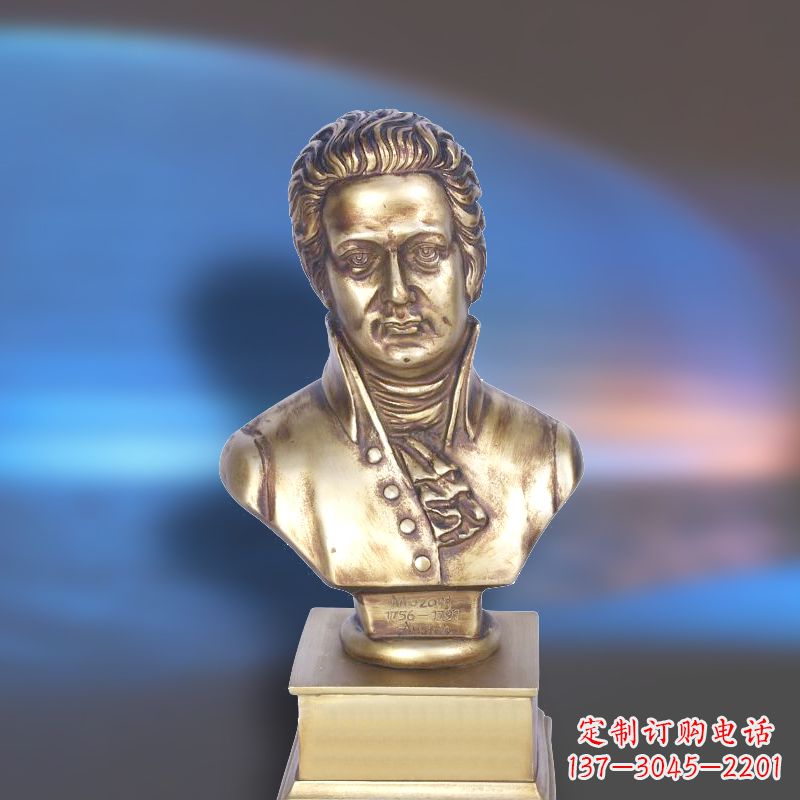 保定纯铜莫扎特头像雕塑
