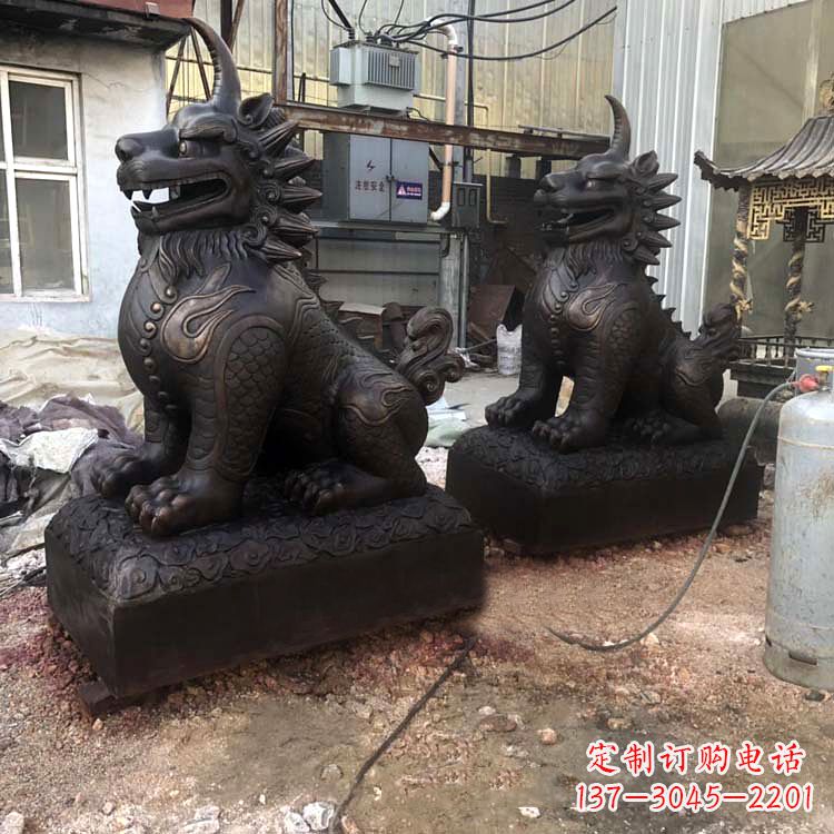保定精美纯铜獬豸雕塑中国古代神兽雕刻之美