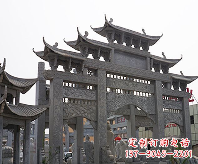 保定村庄大型牌坊石雕