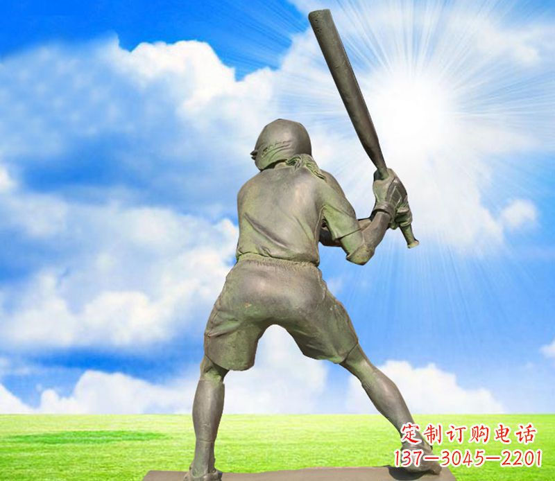 保定打棒球公园人物铜雕