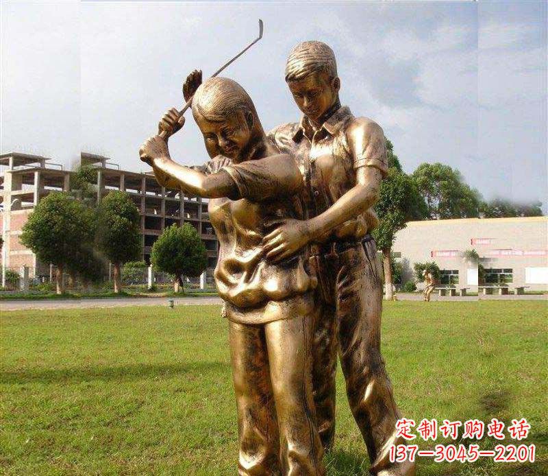保定打保龄球人物铜雕