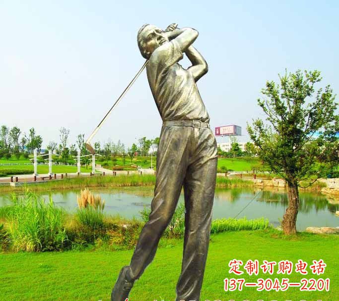 保定打高尔夫球人物铜雕222