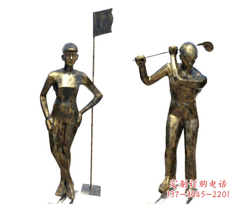保定打高尔夫人物广场景观铜雕摆件